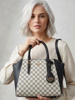 Carlton London - Womens Stylish Box Handbag With Detachable Strap Brown