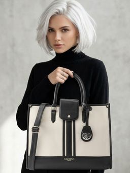 Carlton London - Womens Stylish Box Handbag With Detachable Strap Off White