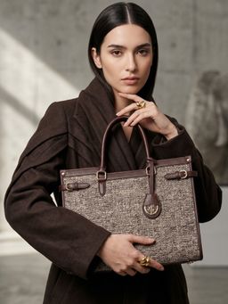Carlton London - Womens Stylish Box Handbag With Detachable Strap Brown