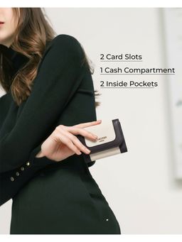 Carlton London - Women Tri-Fold Textured Compact Wallet With Gold Hardware