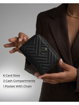 Carlton London - Women Estelle Zip Around Textured Wallet With Gold Hardware Black
