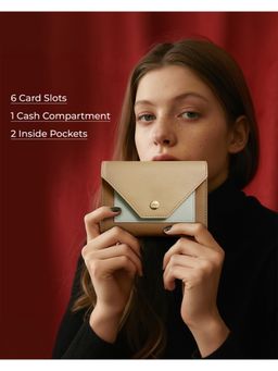 Carlton London - Women Tri-Fold Envelope Wallet With Multi-Card Organizer Tan