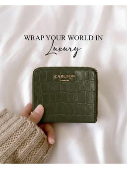 Carlton London - Women Estelle Zip Around Textured Wallet With Gold Hardware Green