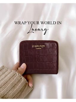 Carlton London - Women Estelle Zip Around Textured Wallet With Gold Hardware Maroon