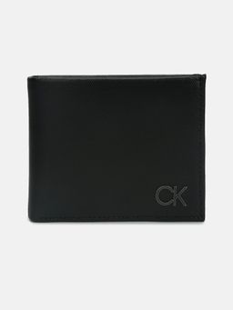 Calvin Klein - Solid Black Leather Bi-Fold Wallet
