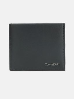 Calvin Klein - Solid Black Leather Bi-Fold Wallet