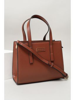 Van Heusen - Women Brown Solid Casual Handbag With Detachable Strap