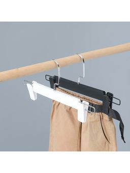 Kuber Industries - Recycled Plastic Cloth Hanger with Chromed Plated Steel Hook Black (Pack of 5)