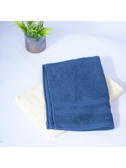 Kuber Industries - 525 GSM Cotton Hand Towels Blue Ivory (Pack of 2)