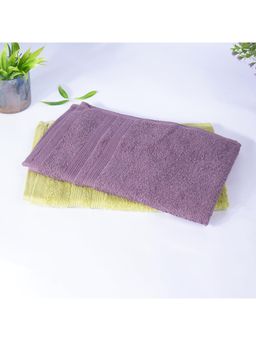 Kuber Industries - 525 GSM Cotton Hand Towels Purple Green (Pack of 2)