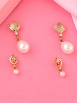 Estele - Gold Plated Sparkling Stud Earrings For Girls and Women (Set of 2)