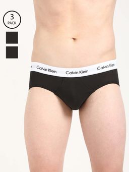 Calvin Klein - Black Solid Low Rise Briefs (Pack of 3)