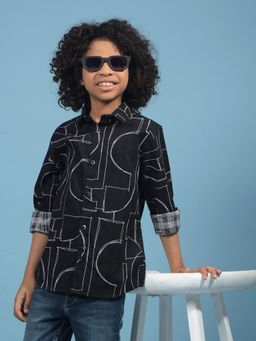 CRIMSOUNE CLUB - Boys Black Printed Cotton Shirt