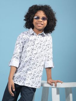 CRIMSOUNE CLUB - Boys White Floral Print Shirt