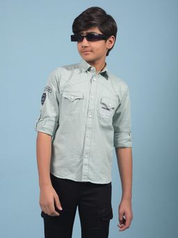 CRIMSOUNE CLUB - Boys Green Solid Shirt