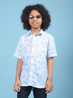 CRIMSOUNE CLUB - Boys Blue Floral Print Shirt