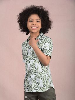 CRIMSOUNE CLUB - Boys Green Floral Printed Shirt