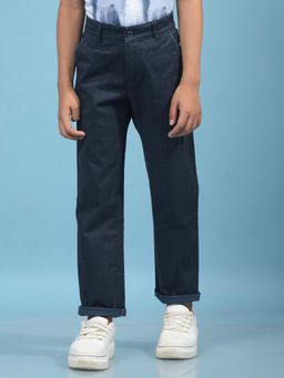 CRIMSOUNE CLUB - Boys Navy Blue Checks Trouser