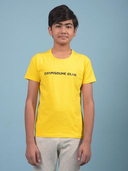 CRIMSOUNE CLUB - Boys Yellow Typographic Print T-shirt