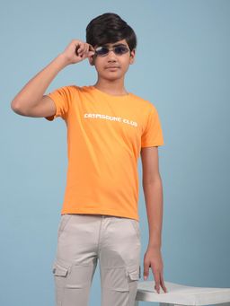 CRIMSOUNE CLUB - Boys Orange Typographic Print T-shirt