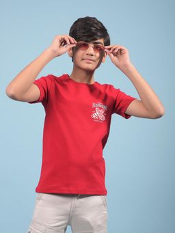 CRIMSOUNE CLUB - Boys Red Graphic Print Cotton T-shirt