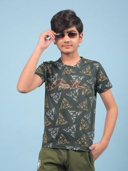 CRIMSOUNE CLUB - Boys Green Printed T-shirt