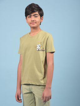 CRIMSOUNE CLUB - Boys Olive Graphic Print T-shirt