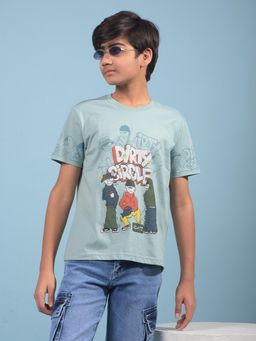 CRIMSOUNE CLUB - Boys Green Graphic Print Cotton T-shirt