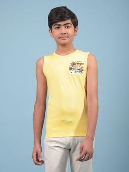 CRIMSOUNE CLUB - Boys Yellow Graphic Print Sleeveless T-shirt