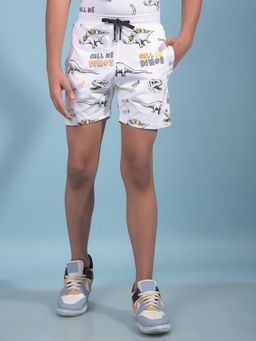 CRIMSOUNE CLUB - Boys White Printed Cotton Shorts