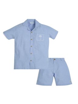 My Milestones - Blue Finn Oxford Chambray Embroidered Co-Ord (Set of 2)