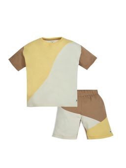 My Milestones - Colorblock Cotton Bio Wash Blake Drop Shoulder Co-Ord (Set of 2)