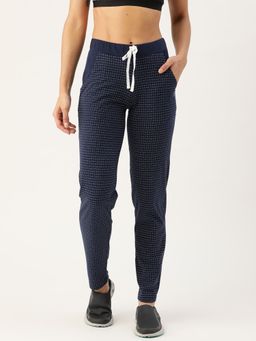 Femea - Women Blue Printed Cotton Straight Fit Track Pant