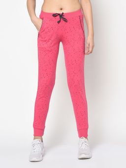 Femea - Women Polka Dots Printed Cotton Pink Joggers