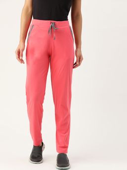 Femea - Women Pink Solid Cotton Straight Fit Track Pant