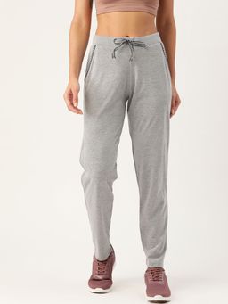 Femea - Women Grey Solid Cotton Straight Fit Track Pant