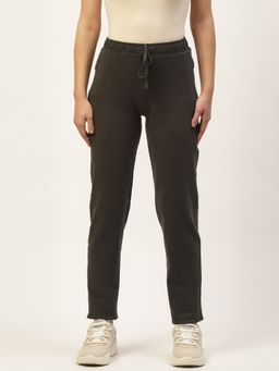 Femea - Women Olive Solid Straight Fit Track Pant