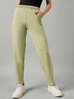 Femea - Women Slim Fit Green Track Pant