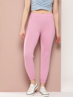 Femea - Women Solid Slim Fit Pink Joggers