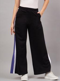 Femea - Solid Side Striped Flared Black Sweatpant