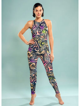 Trove Label - Full Body Surfing Suit in Many Hued Waves Print