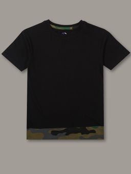 Jumping Joey - Boys Camouflage Black Longline Regular Fit T-Shirt