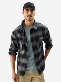 The Souled Store - Plaid Powder Charcoal Men Utility Shirt