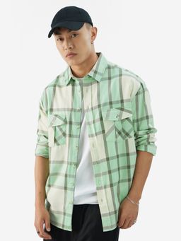 The Souled Store - Plaid Green & White Men Relaxed Shirt