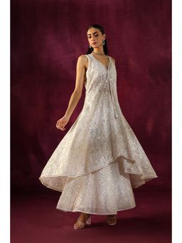Twenty Nine - Women White Lace Mirrorwork Jacket