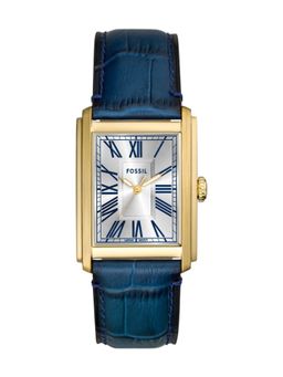 Fossil - Men Silver Dial Rectangular Stainless Steel Watch - FS6076