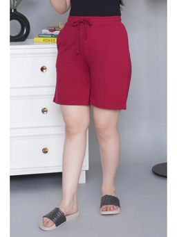 MLADA - Red Women Relaxed Fit Mid Rise Solid Cotton Shorts