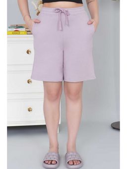 MLADA - Lavender Women Relaxed Fit Mid Rise Solid Cotton Shorts