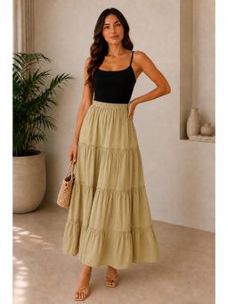 sencei - Cotton Tiered Maxi Skirt
