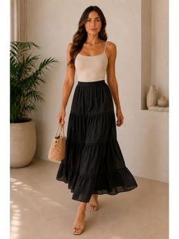 sencei - Cotton Tiered Maxi Skirt